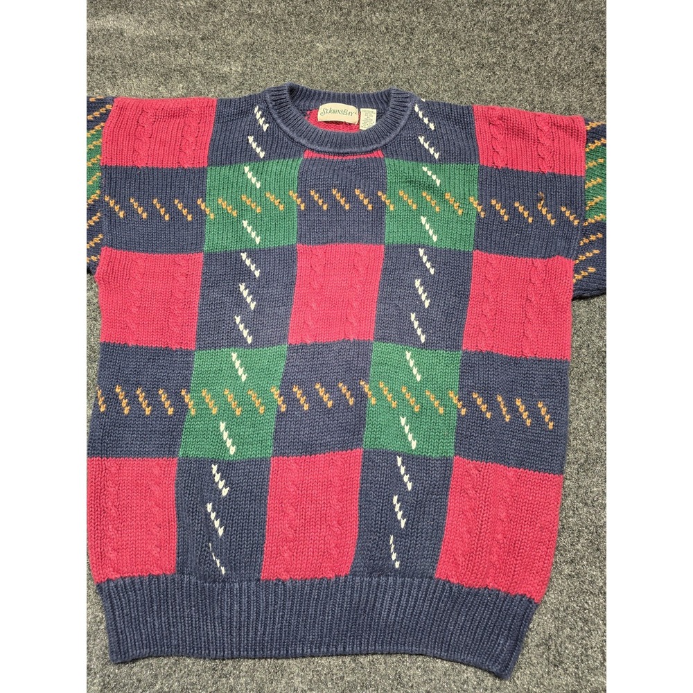 Vintage 90s St Johns Bay Sweater Colorful Geometric Chunky Knit‎  Size XL - Picture 3 of 8